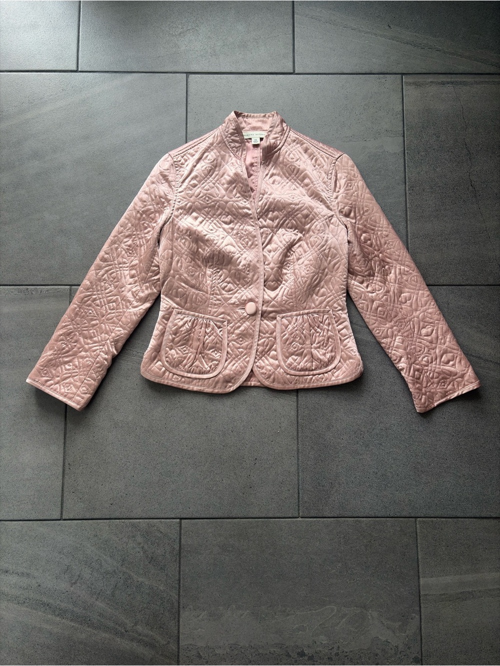 Banana Republic Quilted Satin Blazer Women’s XS Blush Pink Button Front Jacket